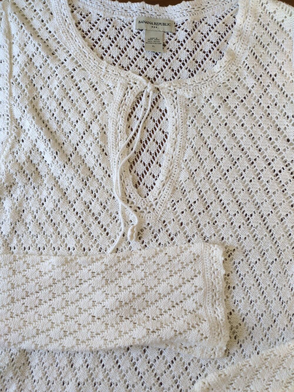 Banana Republic Open Knit Tunic Women’s XL Cotton Boho Beach Cover Up Long